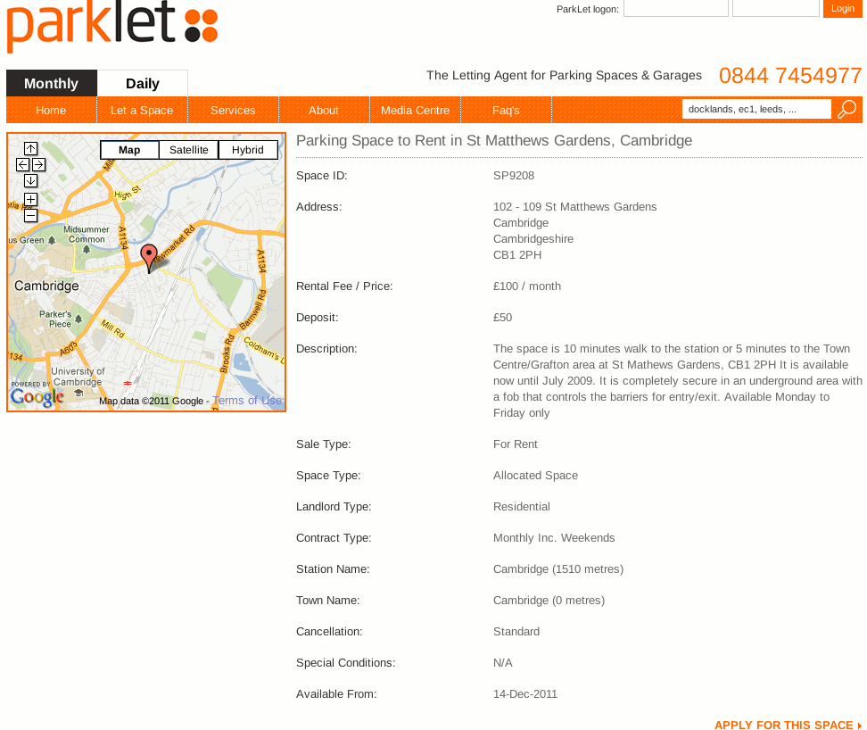 The application for parking restrictions